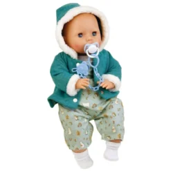 Schildkröt Baby Amy 45 Cm Mit Schnuller, Malhaar, Blaue Schlafaugen, Winterkleidung Mint/weiss