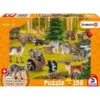 Schmidt Spiele 56406 SCHLEICH Wild Life, Bei Den Waschbären, 150 Teile, Mit Add-on (eine Original Figur)